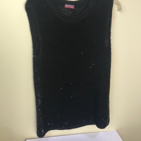 Mac & Jac Vintage Y2K Sequins Sweater Beads Shiny Sequins Top Metallic Black M - Picture 4 of 10